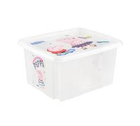 keeeper Peppa Pig Boîte de Rangement avec Couvercle, Pivotante et Empilable, Pour Enfants, 24 L, Karolina, Natural Transparent