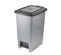 keeeper poubelle à pédale, 40 l, nettoyage facile, pédale d'ouverture et de fermeture hygiénique, poubelle, 32 x 42 x 53 cm, olaf, Light Silver (argent)