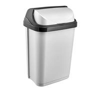 keeeper Poubelle plastique à couvercle coulissant 10 litres Gris Clair