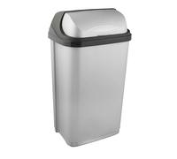 Poubelle plastique à couvercle coulissant 50 litres - Gris Clair
