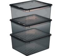 keeeper Set de boîtes de rangement "bea" 3x 18 L crystal-grey