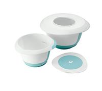 keeeper Set de bols Mélangeur 4 en 1, Avec protection anti-éclaboussures, racloir à pâte, ventouse et surface antidérapante, plastique , Marla, vert menthe/blanc