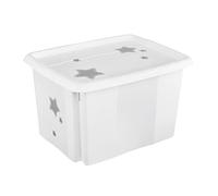 keeeper Stars Boîte de Rangement avec Couvercle, Pivotante et Empilable, Pour Enfants, 30 L, Karolina, Nordic White