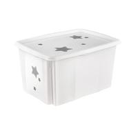 keeeper Stars Boîte de Rangement avec Couvercle, Pivotante et Empilable, Pour Enfants, 45 L, Karolina, Nordic White