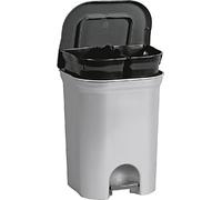 keeeper Step & Close Duo poubelle à pédale, 2x 11 litres, 37,5 x 29,5 x 46 cm, noir/anthracite