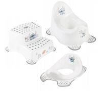 Keeeper Stitch Pot de chambre 3 pièces: pot, réducteur et marchepied blanc