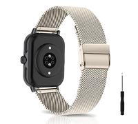 KeeFos 20mm Bracelet Compatible avec Amazfit T-Rex 3 Pro 44mm/Active 2 Square/Active 2/GTR Mini/GTR 42mm/GTS 4/GTS 4 Mini/3/Bip 3 Pro/Bip 3, Bracelet en Métal, Bracelets de Remplacement - Or