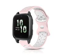 KeeFos 20MM Bracelet Compatible avec Garmin vívomove Trend/Venu Sq 2/Venu Sq 2 Music/Venu 2 Plus, Bracelet de Sport en Silicone Souple Bicolore pour Garmin Venu Sq/Venu Sq Music/Venu - Rose/Blanc