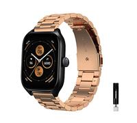 KeeFos 20mm Métal Bracelet Compatible avec Amazfit T-Rex 3 Pro 44mm/Active 2 Square/Active 2/GTR Mini/GTR 42mm/GTS 4/GTS 4 Mini/3/2e/2 Mini/2/Bip 3 Pro/Bip 3, Hommes et Femmes Bracelet - Or rose
