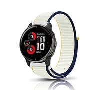 KeeFos 20MM Nylon Bracelet Compatible avec Garmin Forerunner 570 42mm/165/245/645/Approach S50/S44/Vivoactive 6/5/Venu Sq 2/Venu 2 Plus, Remplacement en Réglable Bracelet - Laiteux