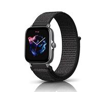 KeeFos 20MM Nylon Bracelet pour Amazfit T-Rex 3 Pro 44mm/Active 2 Square/Active 2/GTR Mini/GTR 42mm/GTS 4/4 Mini/3/Bip 3 Pro/3, Remplacement en Réglable Bracelet - Noir