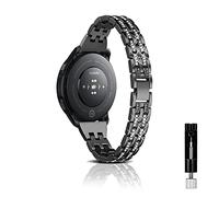 KeeFos 22MM Bracelet pour Amazfit Balance/Amazfit Bip 5/Cheetah/Cheetah Pro/Amazfit GTR 4, Diamant Acier Inoxydable Métal Femme Bracelets pour Huawei Watch GT 4 46mm/Watch 4/Watch 4 Pro - Noir