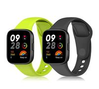 KeeFos Bracelet Compatible avec Xiaomi Redmi Watch 3, [2 Pièces] Bracelet Sport Silicone Souple Strap pour Xiaomi Redmi Watch 3 - Gris + Vert
