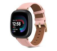 KeeFos Bracelet en Cuir Compatible avec Fitbit Versa 4/Versa 3/Fitbit Sense 2/Sense, Doux Bracelet en Cuir pour Femme Homme, Bracelets de Remplacement - Rose