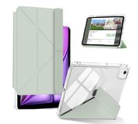 KeeFos Coque pour iPad Air M4/M3/M2 (13 Pouces, 2026/2025/2024) / iPad Pro M2/M1 (6e/5e/4e, 12,9 Pouces, 2022/2021/2020), Arrière Translucide, Détachable Étui de Protéger, Rangement de Pencil - Vert