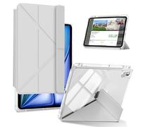 KeeFos Coque pour iPad Air M4/M3/M2 (8e/7e/6e génération, 2026/2025/2024) 11 Pouces/iPad Air 10,9 Pouces(2022/2020), Arrière Translucide, Détachable Étui de Protéger, Rangement de Pencil - Gris