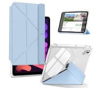 KeeFos Coque pour iPad Mini 7(A17 Pro, Modèle 2024, 7ème) / iPad Mini 6 (A15, Modèle 2021, 6ème) 8,3 Pouces, Arrière Translucide, Détachable Étui de Protéger, Rangement de Pencil - Bleu
