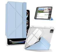 KeeFos Coque pour iPad Pro M5/M4 (8e/7e génération 13 Pouces 2025/2024), Arrière Translucide, Détachable Étui de Protéger, Rangement de Pencil - Bleu
