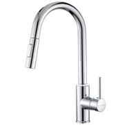 KeeGone Robinet Cuisine, Mitigeur Cuisine Avec Douchette Extractible, Robinet D'évier, Pivotant à 360°,Robinet Évier Réglable Eau Chaude Froide,Deux Jets, Acier Inoxydable, Chrome