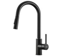 KeeGone Robinet Cuisine, Mitigeur Cuisine Avec Douchette Extractible, Robinet D'évier, Pivotant à 360°, Robinet Évier Réglable Eau Chaude Froide,Deux Jets, Acier Inoxydable, Noir
