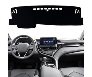 KEEGTBOX Housse de Tapis de Tableau de Bord personnalisée pour Console Centrale intérieure Compatible avec Toyota Camry Sedan 2018, 2019, 2020, 2021, 2022 (Bordure Noire)