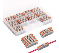 KEEHOM 30 Pièces Connecteurs Electriques Rapide avec Levier, Bornes de Connexion Automatique, domino electrique，1-Fil 2-Entrées et Peut être Librement Combiné,Compact Borne connexion électrique