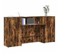 Keeiluna Comptoir de réception en chêne fumé 200 x 50 x 103,5 cm - En bois de bureau - Comptoirs de réception avec espace de rangement pour entreprises, hôtels, cliniques, salons de beauté et bureau à