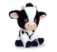 Keel Toys KEELECO - Peluche 100% recyclée - Jouet écologique pour Enfant - Peluche Vache 18cm - SE6703, Brun