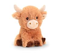 Keel Toys KEELECO - Peluche 100% recyclée - Jouet écologique pour Enfant - Peluche Vache Shaggy 18cm - SE1777