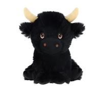 Keel Toys KEELECO - Peluche 100% recyclée - Jouet écologique pour Enfant - Peluche Vache Shaggy Noire 18cm - SE3326, Noir