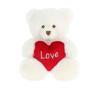 Keeleco Ours avec cœur 45 cm - Blanc, pour la Saint Valentin, cadeau, doudou
