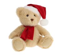 Keeleco Ours en peluche de Noël 20 cm - Ours en peluche festif avec chapeau et écharpe de vacances