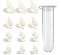 KEELYY 12 Paires Dent de Vampire, 4 Tailles Fausse Dent Vampire avec 1 Tube Colle Pellets Adhésif pour Halloween Dentier, Vampire Teeth pour Partie Cosplay de Fête Halloween