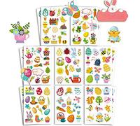 KEELYY 16 Feuilles Gommette Pâques pour Enfant, Stickers Paques Motifs Œuf Lapin Fleurs Grenouille, Autocollants pour Décoration de Pâques et printemps