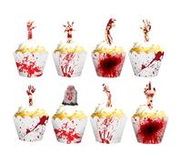 KEELYY Lot de 48 caissettes à cupcakes en papier pour Halloween - Décoration horreur pour muffins, gâteaux, fromages, entrées pour fête d'Halloween