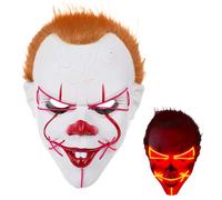 KEELYY Masque de clown à LED - Masque d'Halloween, masque de clown d'horreur réaliste, costume de clown tueur pour Halloween, carnaval, cosplay