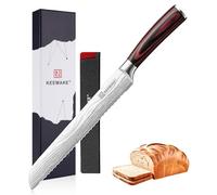 KEEMAKE Couteau Cuisine à Pain 20 cm, Couteau a Pain Professionnel avec Fourreau de Lame, Couteaux de Cuisine en Acier Inoxydable pour Boulangerie