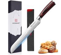 KEEMAKE Couteau Cuisine a Pain 20 cm, Couteau de Cuisine à Pain Professionnel avec Fourreau de Lame, Couteaux en Acier Inoxydable pour Baguette Boulangerie
