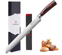 KEEMAKE Couteau Cuisine à Pain 25,4 cm, Couteau a Pain Professionnel avec Fourreau de Lame, Couteaux de Cuisine en Acier Inoxydable pour Boulangerie