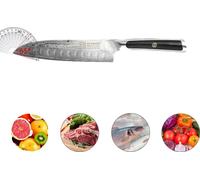 KEEMAKE Ensemble de couteaux Santoku, longueur de lame de 7 pouces et 5 pouces, construction en acier damassé, couteau Santoku 7 pouces