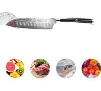 KEEMAKE Ensemble de couteaux Santoku, longueurs de lame de 7 pouces et 5 pouces, construction en acier damassé, couteau Santoku 5 pouces