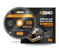KEEMO Lame Scie Circulaire 165 mm Multimateriaux | Coupe fine 2,0 mm | Anti-vibration & Silencieuse | Bois, stratifiés, pvc & plastiques, alu fin | Bague 20→16 mm incluse | Coupe fine et nette