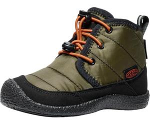 KEEN Howser 2 Quilted Mid Height Waterproof Comfy Durable Chukka Boots, Dark Olive/Gold Flame, 7 US Unisex Big Kid