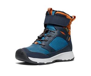 KEEN Skua Winter Comfortable Insulated Waterproof Snow Boots, Sky Captain/Gold Flame, 12 US Unisex Little Kid