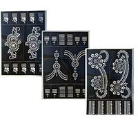 Keena 3 Lot de 3 grands pochoirs de tatouage Motif henné