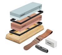 KEENBEST Ensemble de pierres à aiguiser à grain réel de qualité supérieure 400 1000 3000 8000 Pierre à aiguiser japonaise pour couteaux Pierre humide Rouge