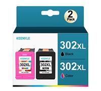 KEENKLE 302 XL 302XL Cartouches d'encre Remplacement pour Cartouches HP 302 pour HP 302 XL Noir et Couleur pour Officejet 3830 3831 3832 4650 Envy 4520 DeskJet 1110 2130 3630 (1 Noir, 1 Tri-Colore)