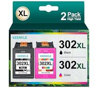 KEENKLE 302XL Cartouches d'encre Remanufacturées Compatibles pour HP 302 302XL (Noir et Couleur, Pack de 2) pour Deskjet 3630 3632 2130 Officejet 3830 3831 3833 3835 4650 5220 5230 Envy 4520 4525