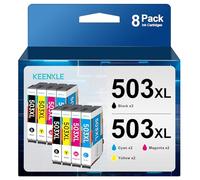 KEENKLE 503XL Cartouches d'encre Compatible pour Epson 503 XL Multipack pour Expression Home XP-5200 XP-5205 Workforce WF-2960DWF WF-2965DWF WF-2960 WF-2965 (8-Pack)