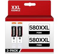 KEENKLE 580XXL PGBK Cartouches d'encre compatibles avec Canon PGI 580 XXL Noir pour Pixma TS705 TS705a TS6350 TS6350a TS8350 TS8150 TS6351a TS6300 TR8550 TS9550 TS6150 TS6250 TR 8500 g. (2 cartouches)